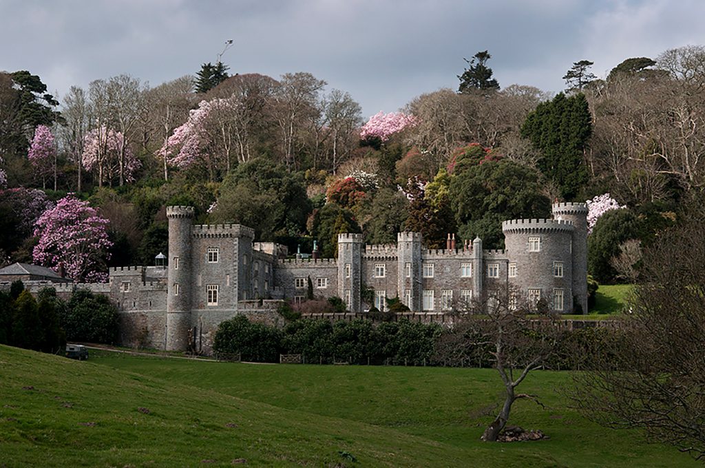 Caerhays Castle on the Roseland, Cornwall, near Cotna Eco Retreat, famous for Magnolias and Camellias