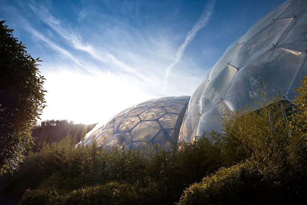 Mediterranean and Tropical Biomes at The Eden Project just outside St Austell, a short drive away from Cotna Eco Retreat